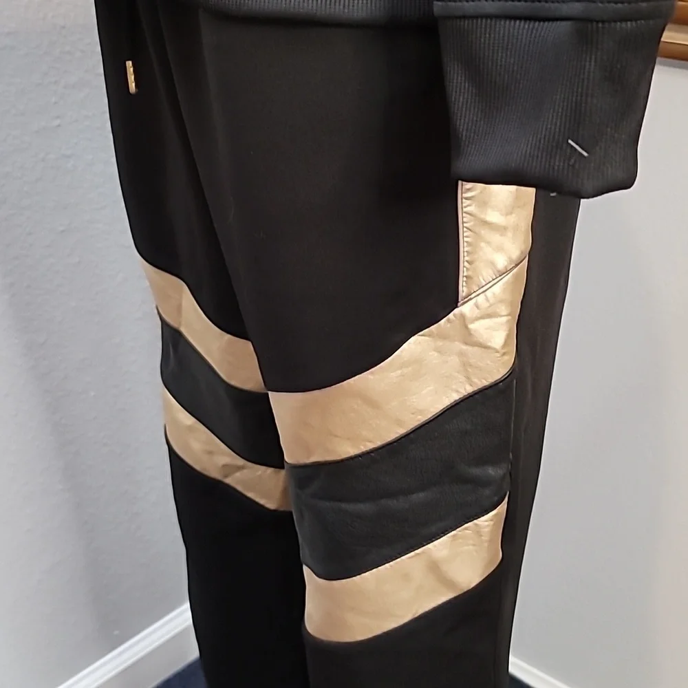 INC black and metallic gold track suit pants and jacket size large - Picture 12 of 16